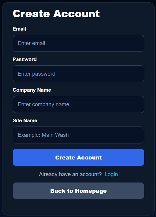 Create Account Page
